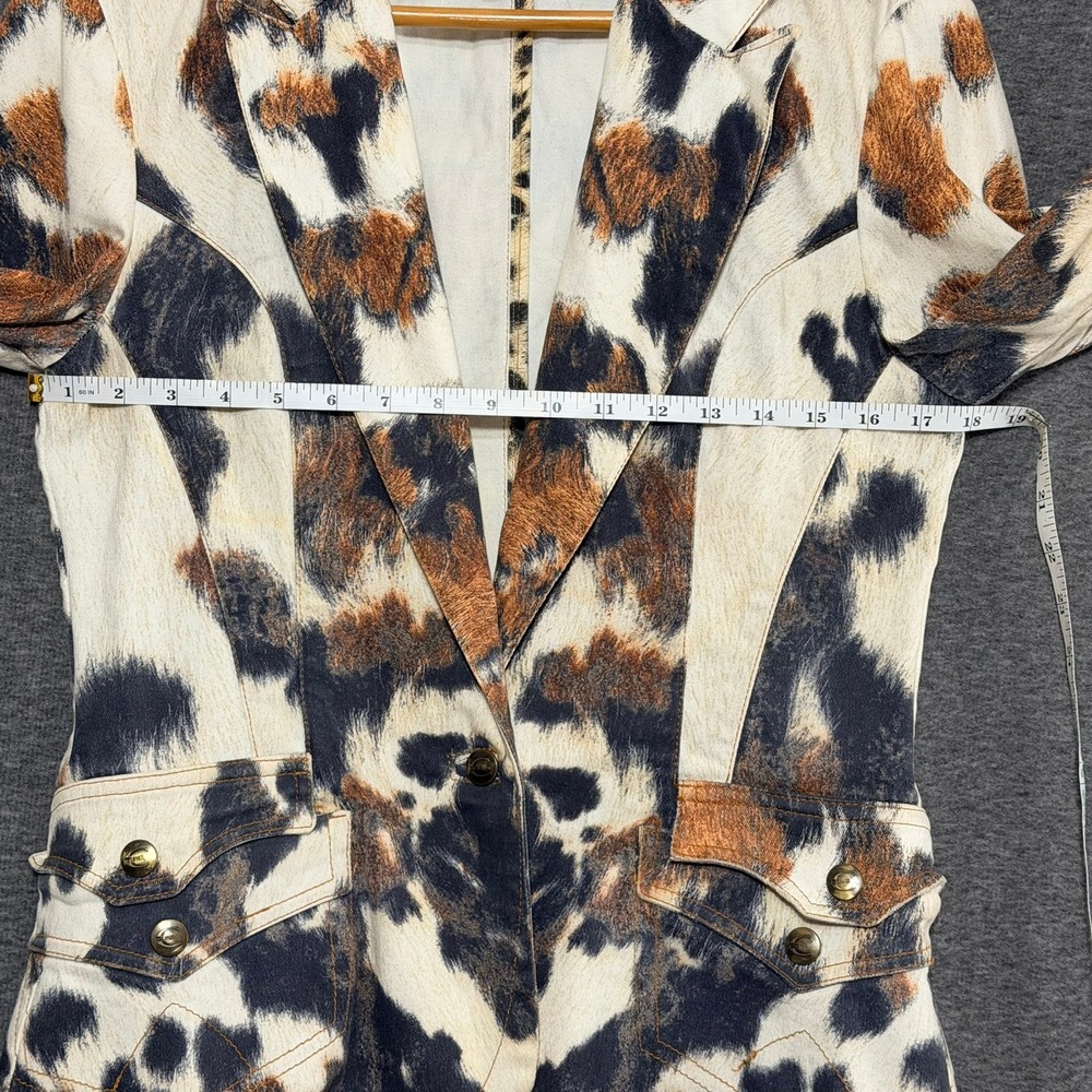 Vintage Just Cavalli Women Blazer M Cowhide Animal Printed Y2K Western Indie - Picture 4 of 16